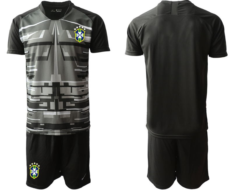 Men 2020-2021 Season National team Brazil goalkeeper black Soccer Jersey->brazil jersey->Soccer Country Jersey